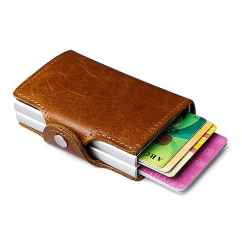 metal credit card holder rfid|rfid genuine leather card holder.